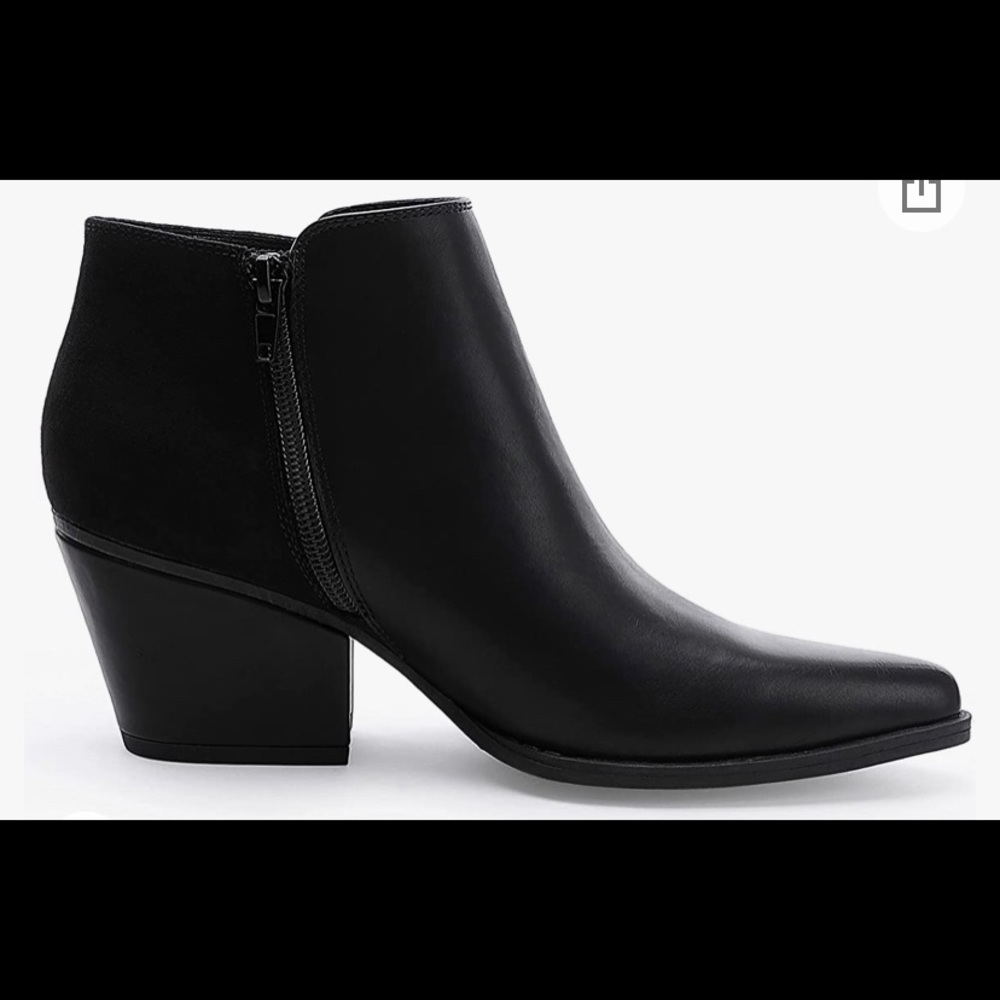 CentroPoint Women Block Heel Ankle Boots Pointed Toe Side Zip Leather Booties